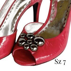 Red High Heels, Gianni Bini, Open Toe Womens Sz 7M, Pumps